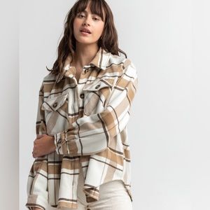 Love Tree Plaid Shacket in brown/white